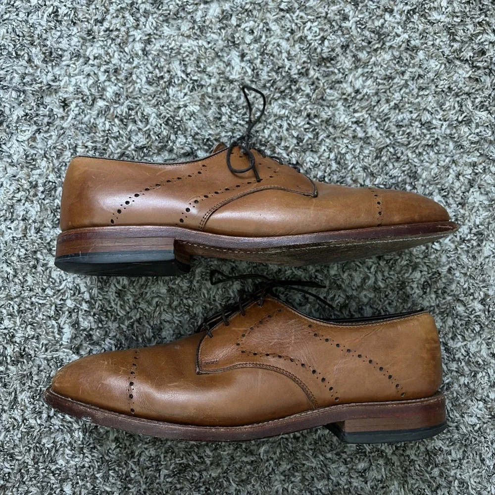 Allen Edmonds Troy Walnut Brogue Oxford Dress Shoes Mens Size 8 Lace Up USA Made